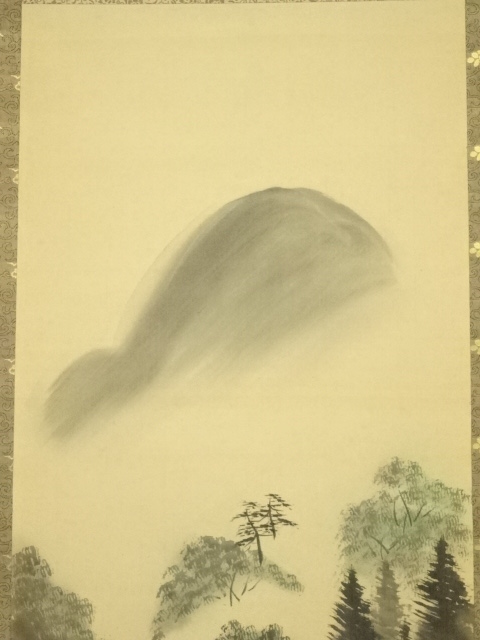 道具 ] - 道具 和美筆 彩色山水 肉筆絹本掛軸（保護箱） | ネット